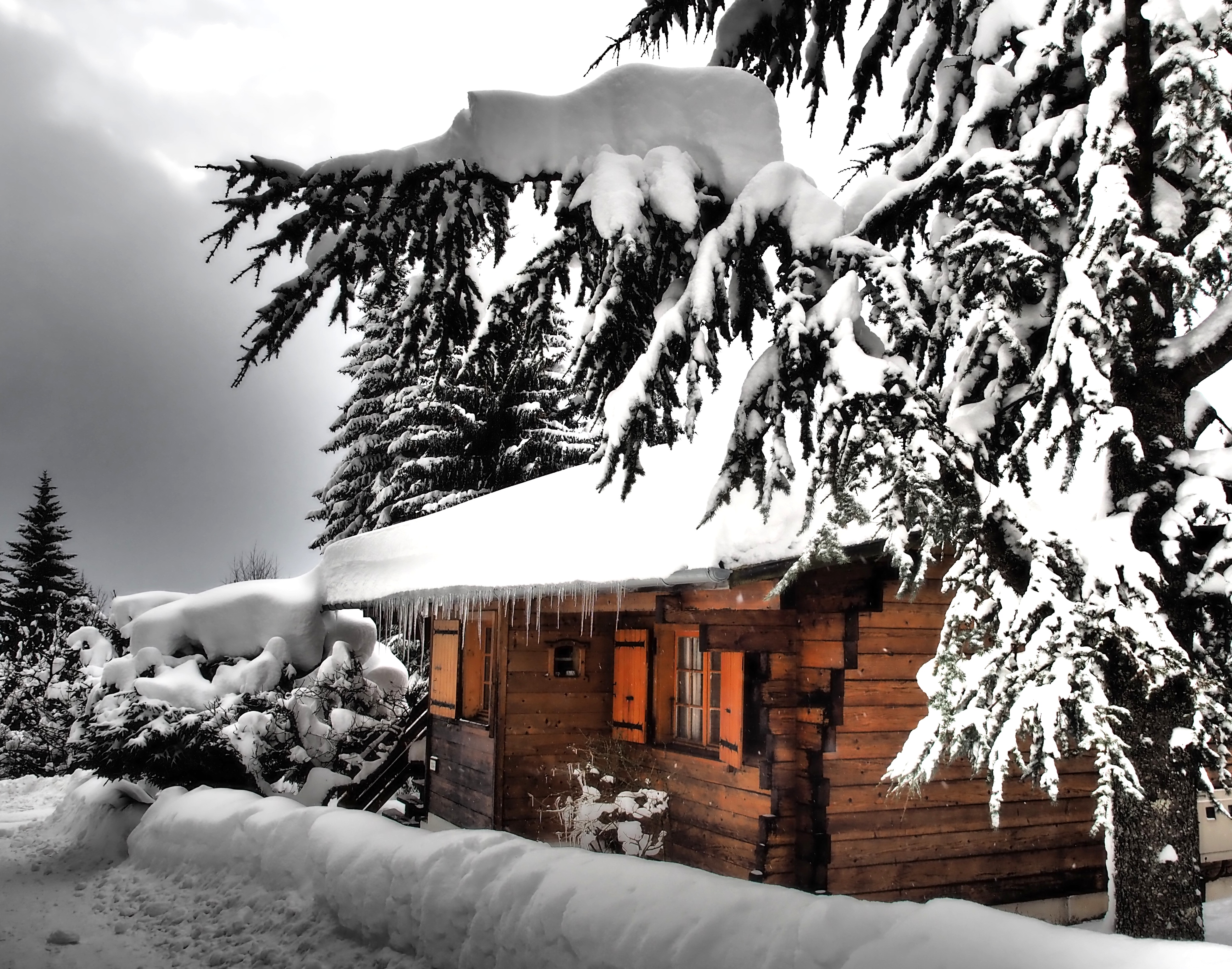 Beautiful chalets in the snow